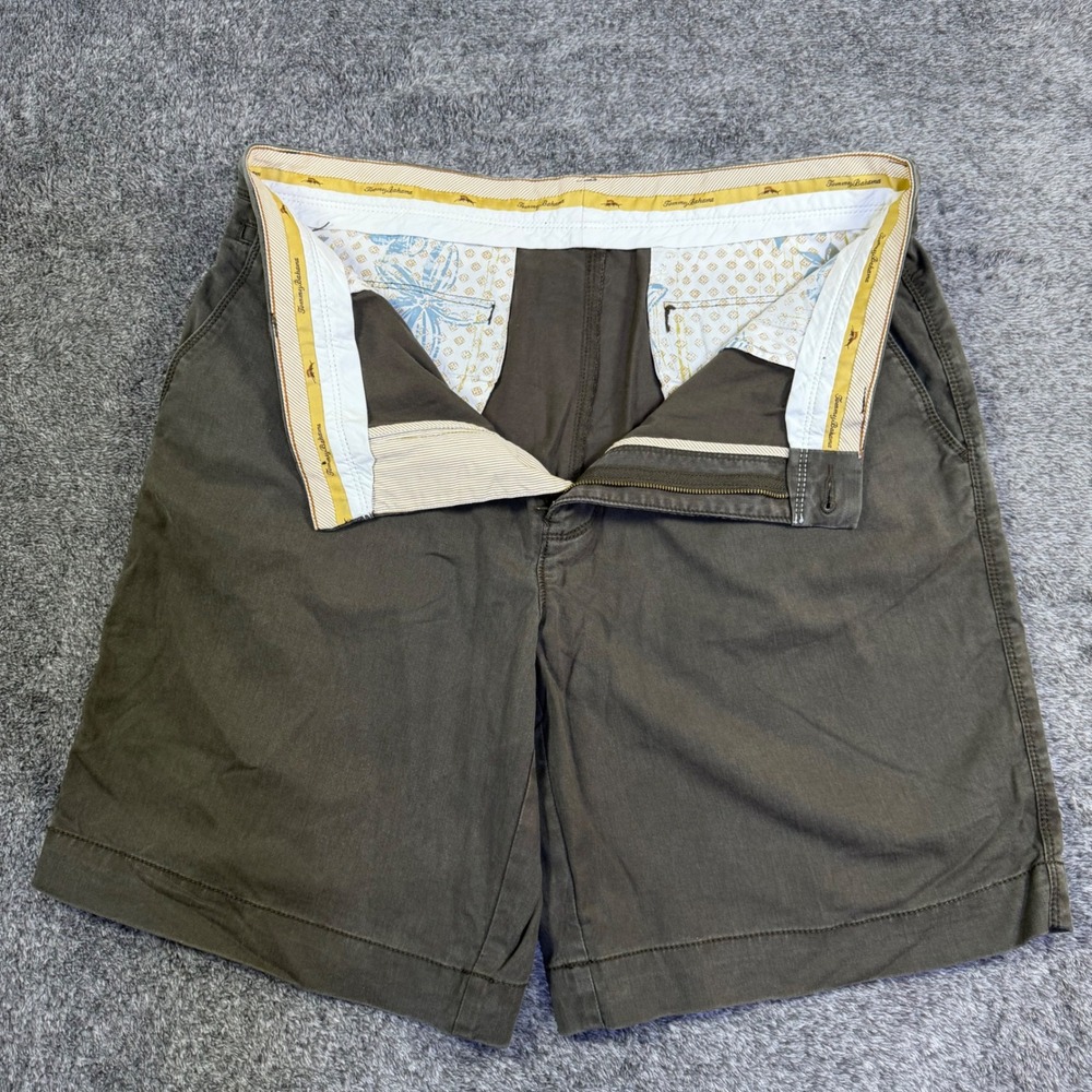 Tommy Bahama Boracay Shorts Mens 35 Olive Green Stretch 10" Inseam Flat Front - Picture 8 of 14